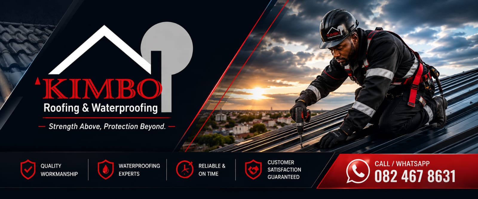 Kimbo roofing worker on roof